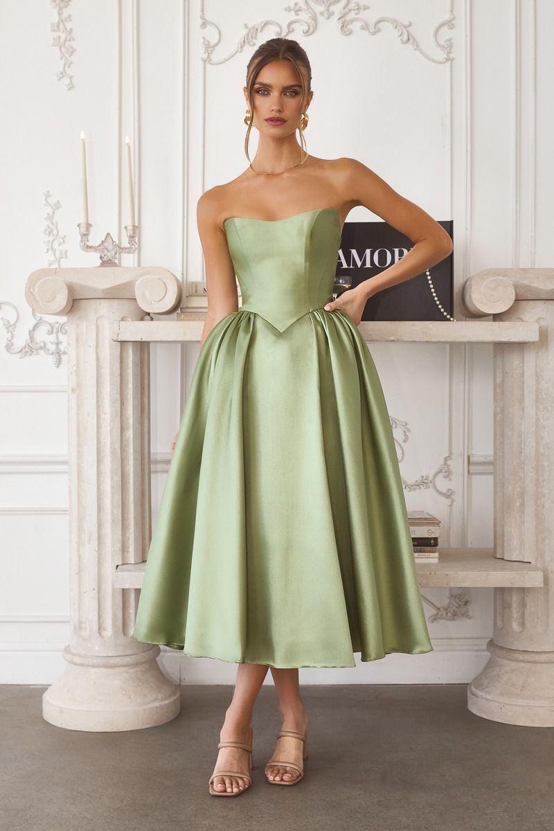 Strapless Festive Mikado Gown w/ Basque Waistline & Lace Up Back CDT822