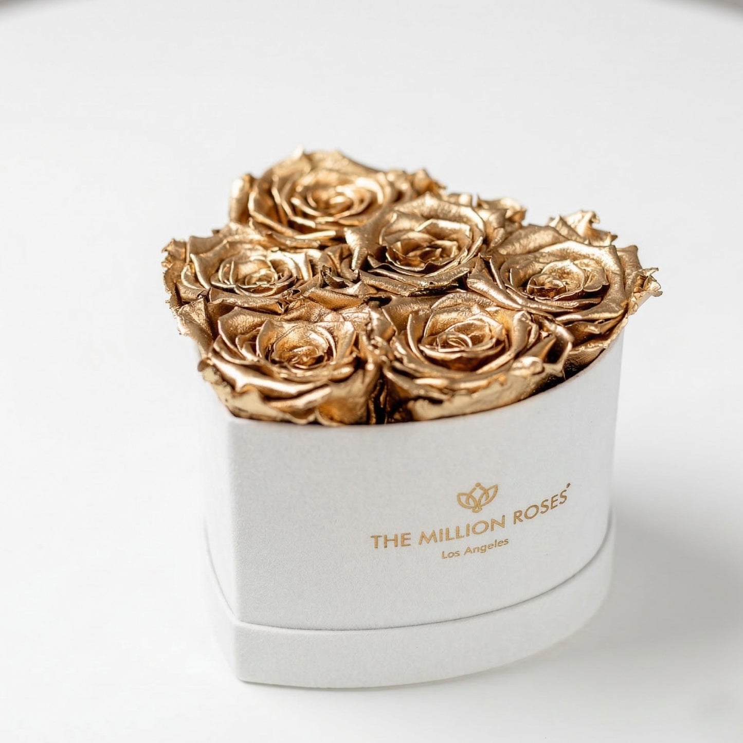 Baby Heart Beige Suede Box | Gold Roses