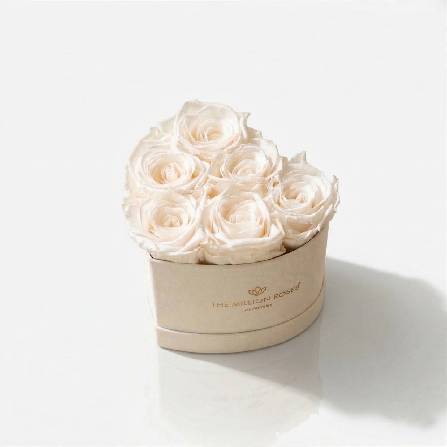 Baby Heart Beige Suede Box | White Roses