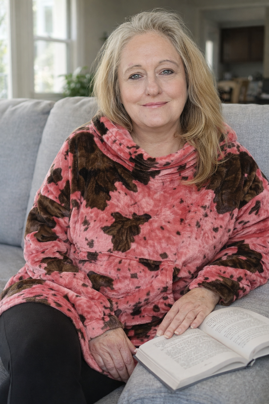 COW PRINT HOODED BLANKET SNUGGY