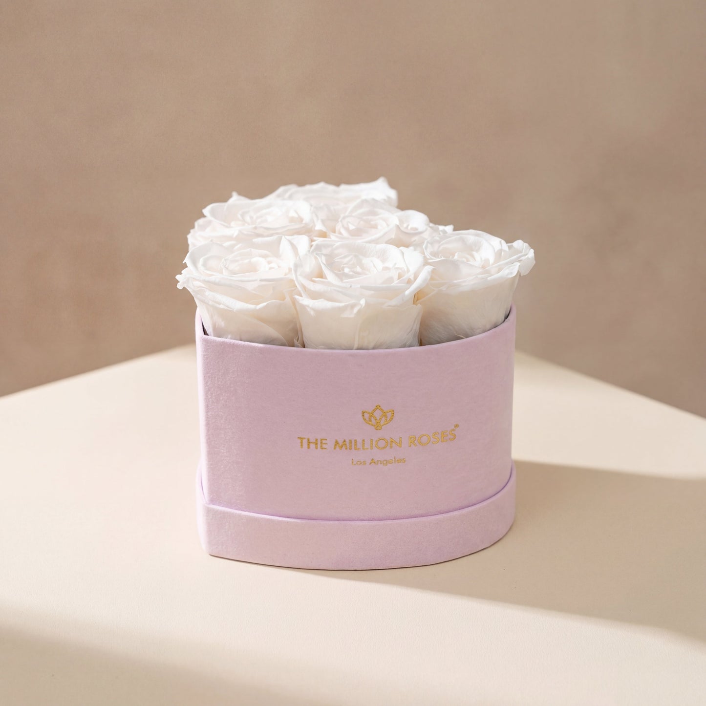 Baby Heart Light Pink Suede Box | White Roses