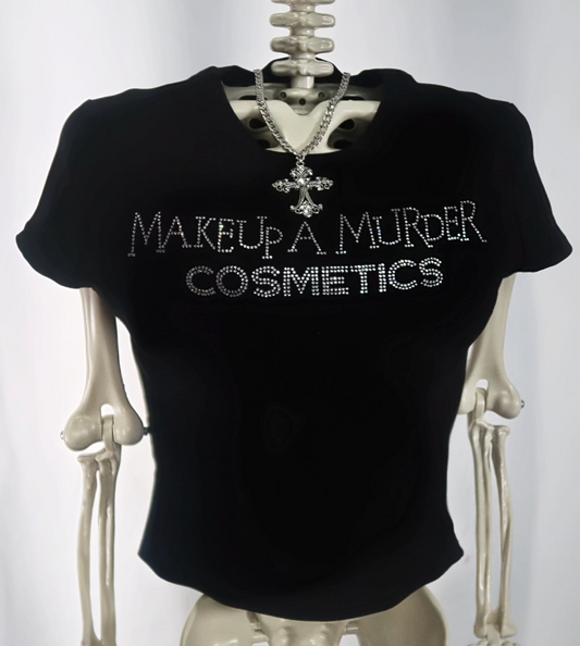 Makeup A Murder Signature Rhinestone Low Crop Top