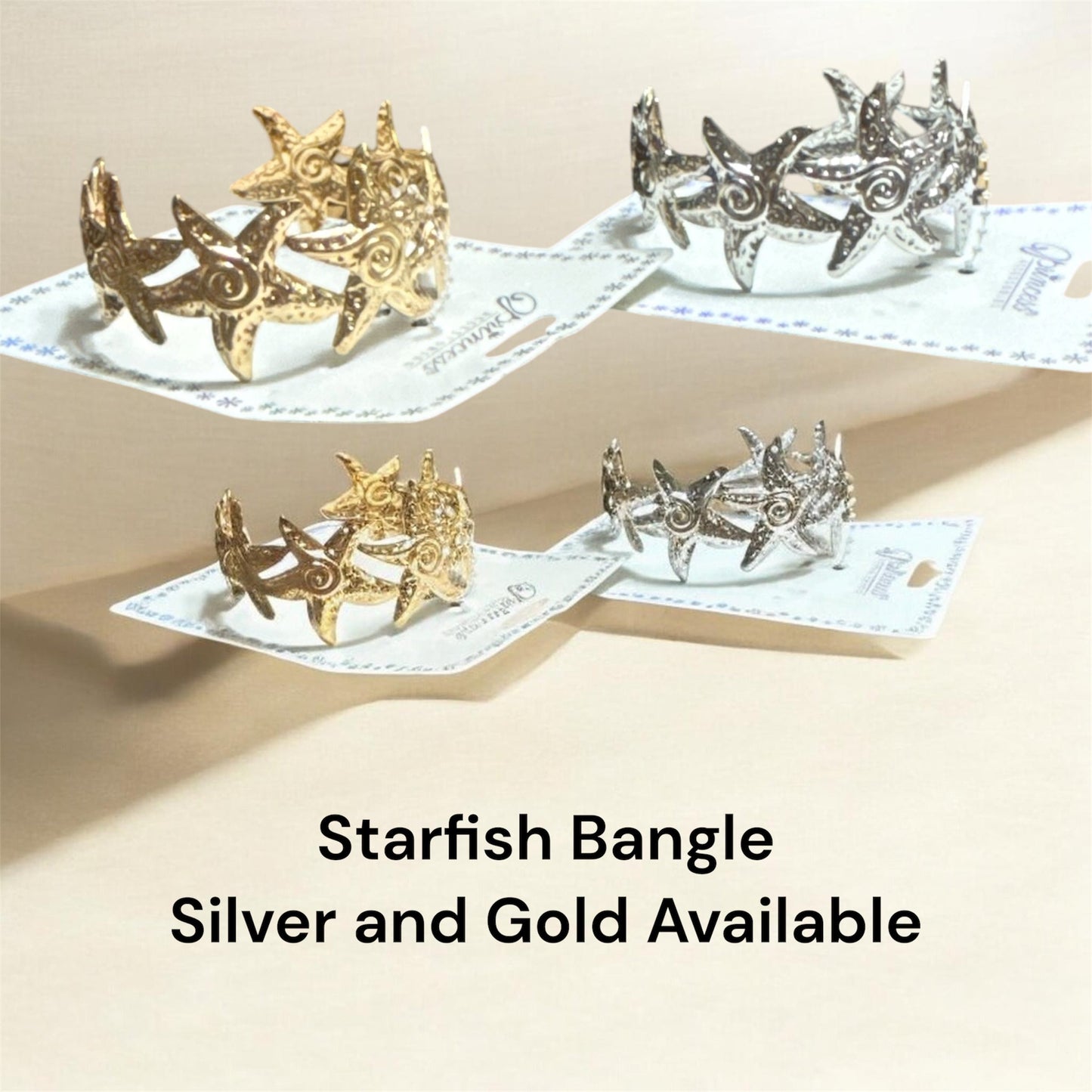 OCEAN THEME BANGLE - STARFISH IN YOUR CHOICE OF GOLD OR SILVER