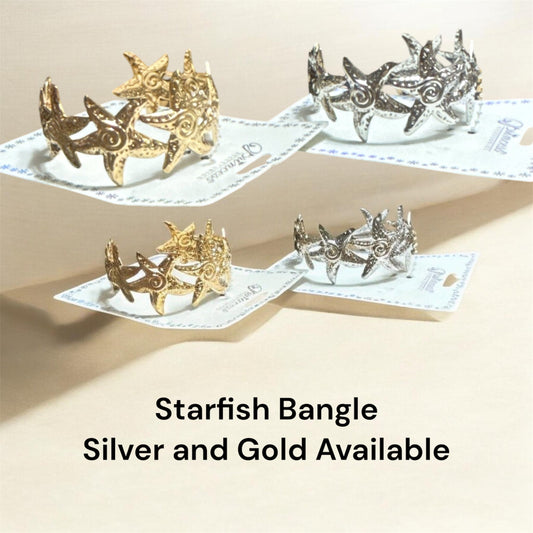 OCEAN THEME BANGLE - STARFISH IN YOUR CHOICE OF GOLD OR SILVER