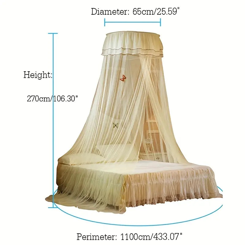 Round Ceiling Mosquito Net with Butterfly Decor (1pc)