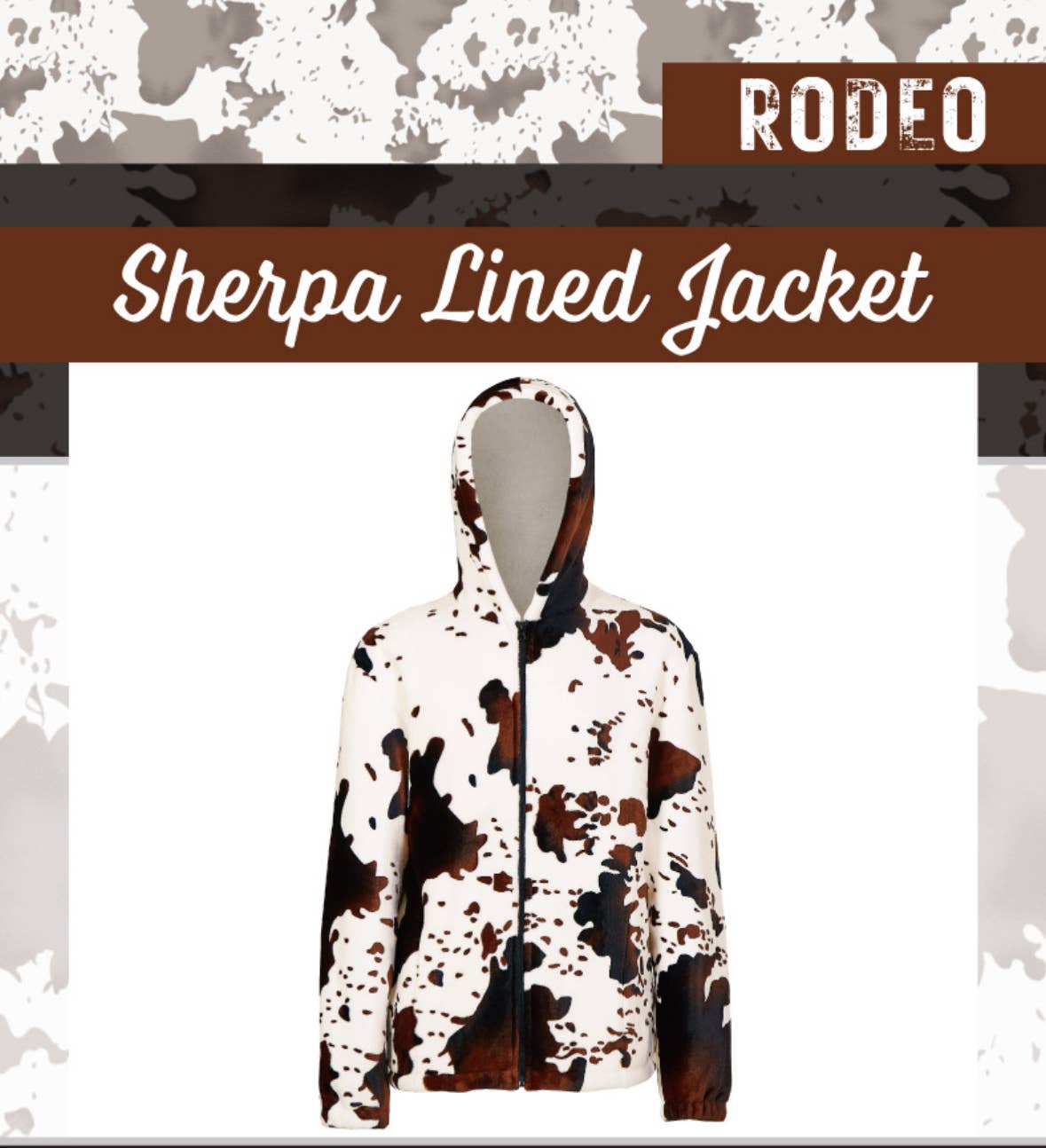 RODEO SHERPA WESTERN ZIPPERED JACKETS IN COW PRINT