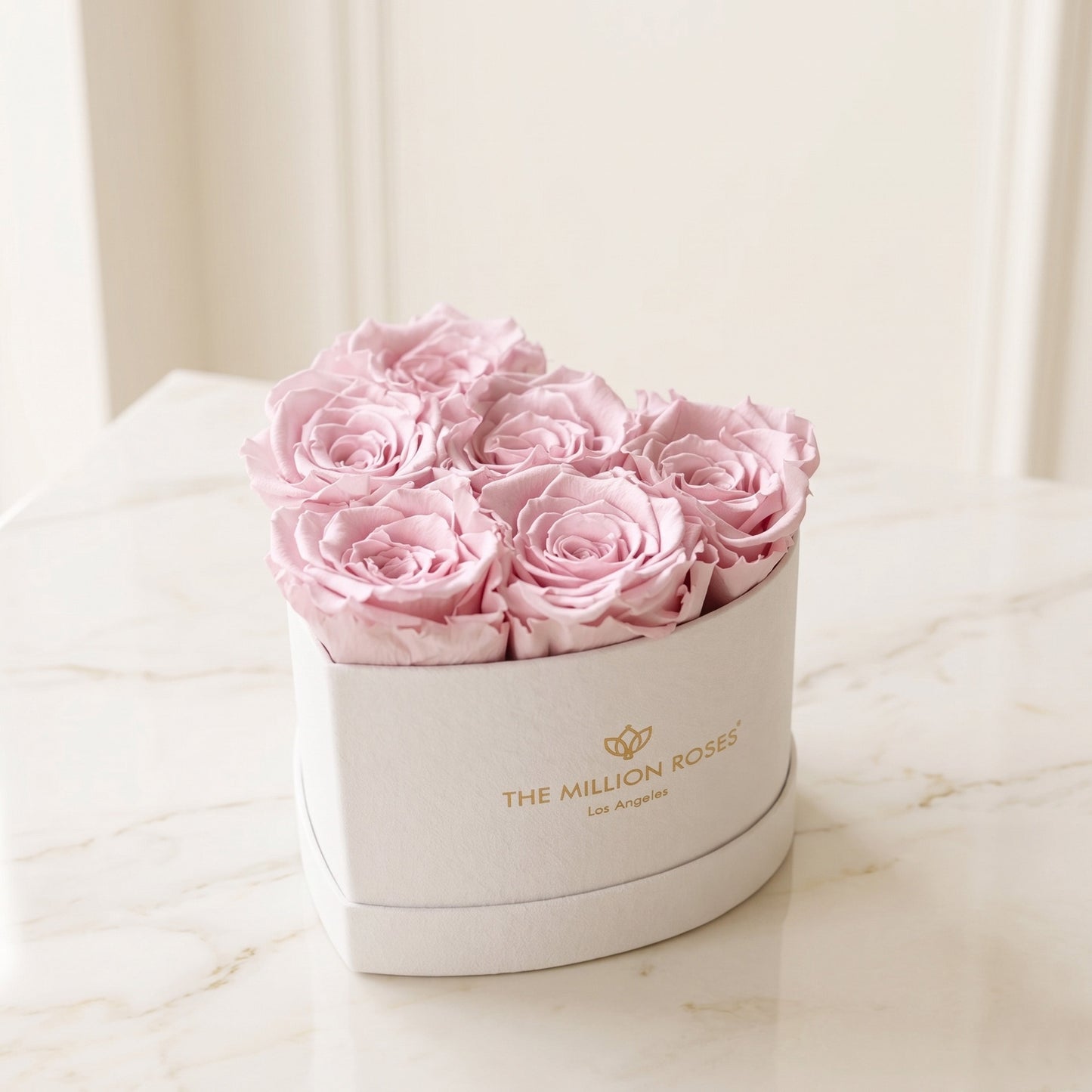 Baby Heart Beige Suede Box | Light Pink Roses