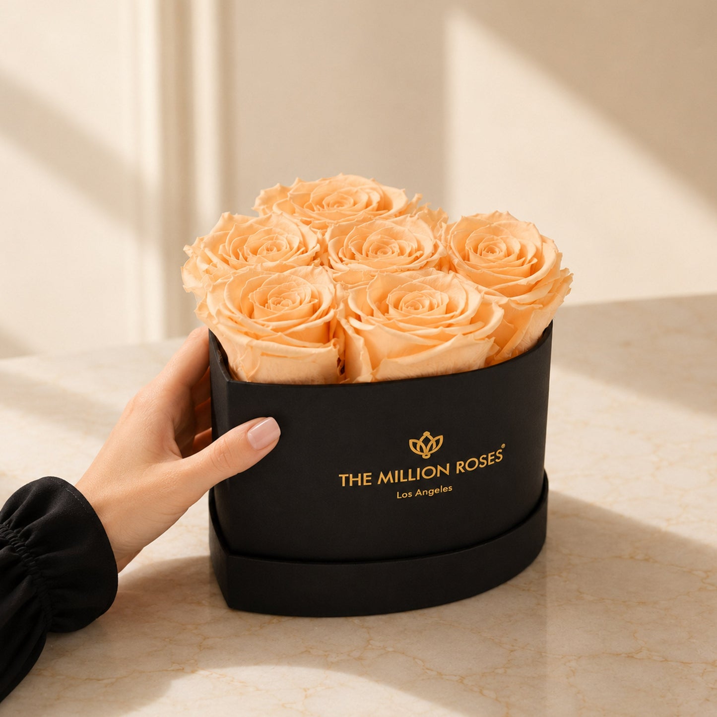 Baby Heart Black Box | Peach Roses