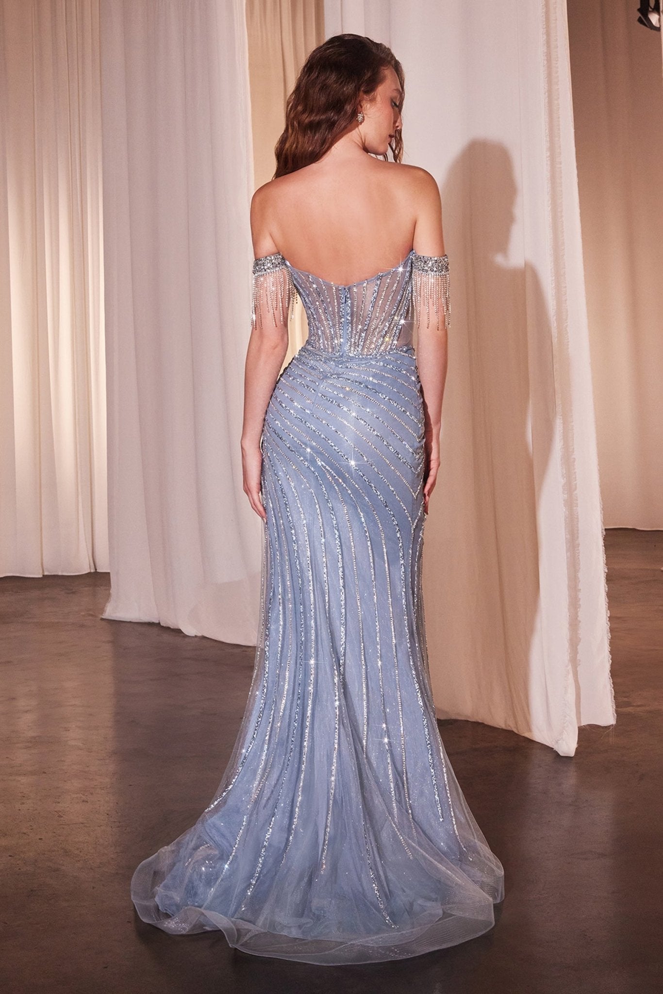 Elegant Embellished Formal Long Special Occasion Gown Detailed CDCD848