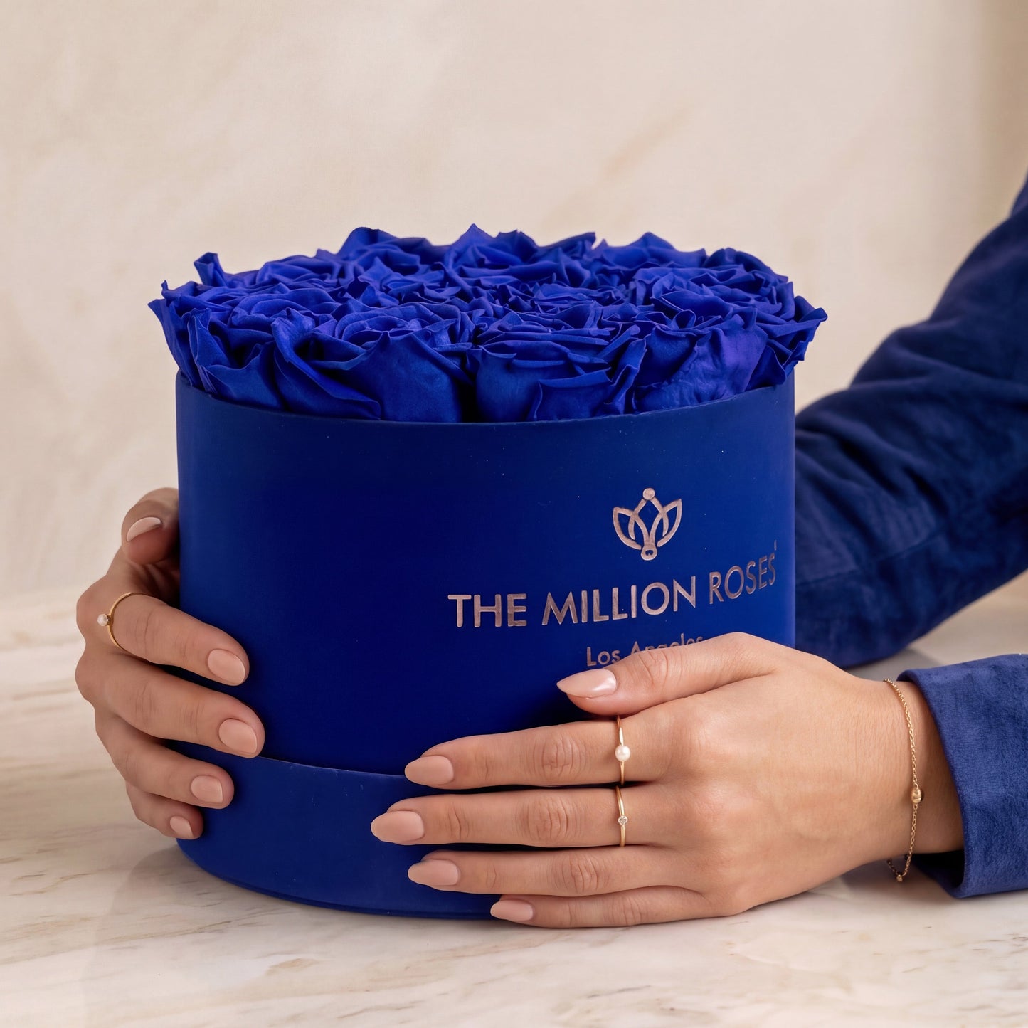 Classic Royal Blue Suede Box | Royal Blue Roses