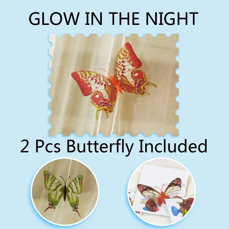 Round Ceiling Mosquito Net with Butterfly Decor (1pc)