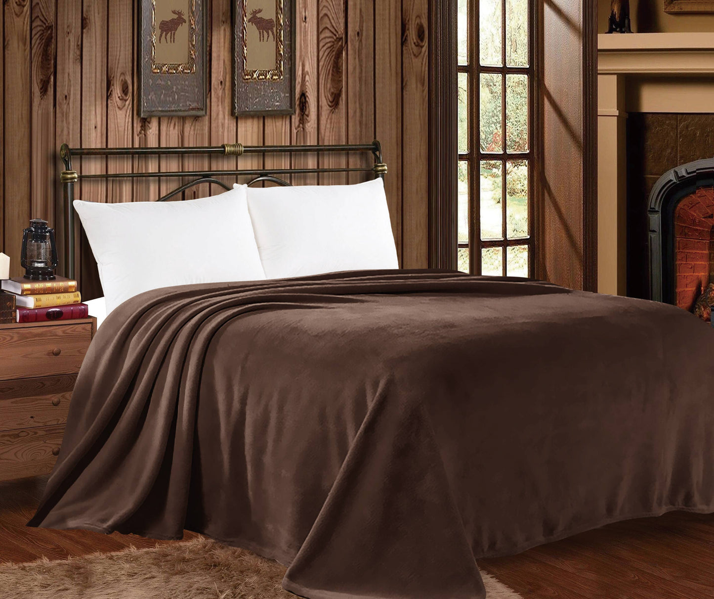 BROWN KING SIZE MIA THROW BLANKET - SOLID COLOR COLLECTION