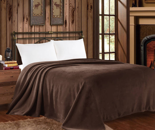 BROWN KING SIZE MIA THROW BLANKET - SOLID COLOR COLLECTION