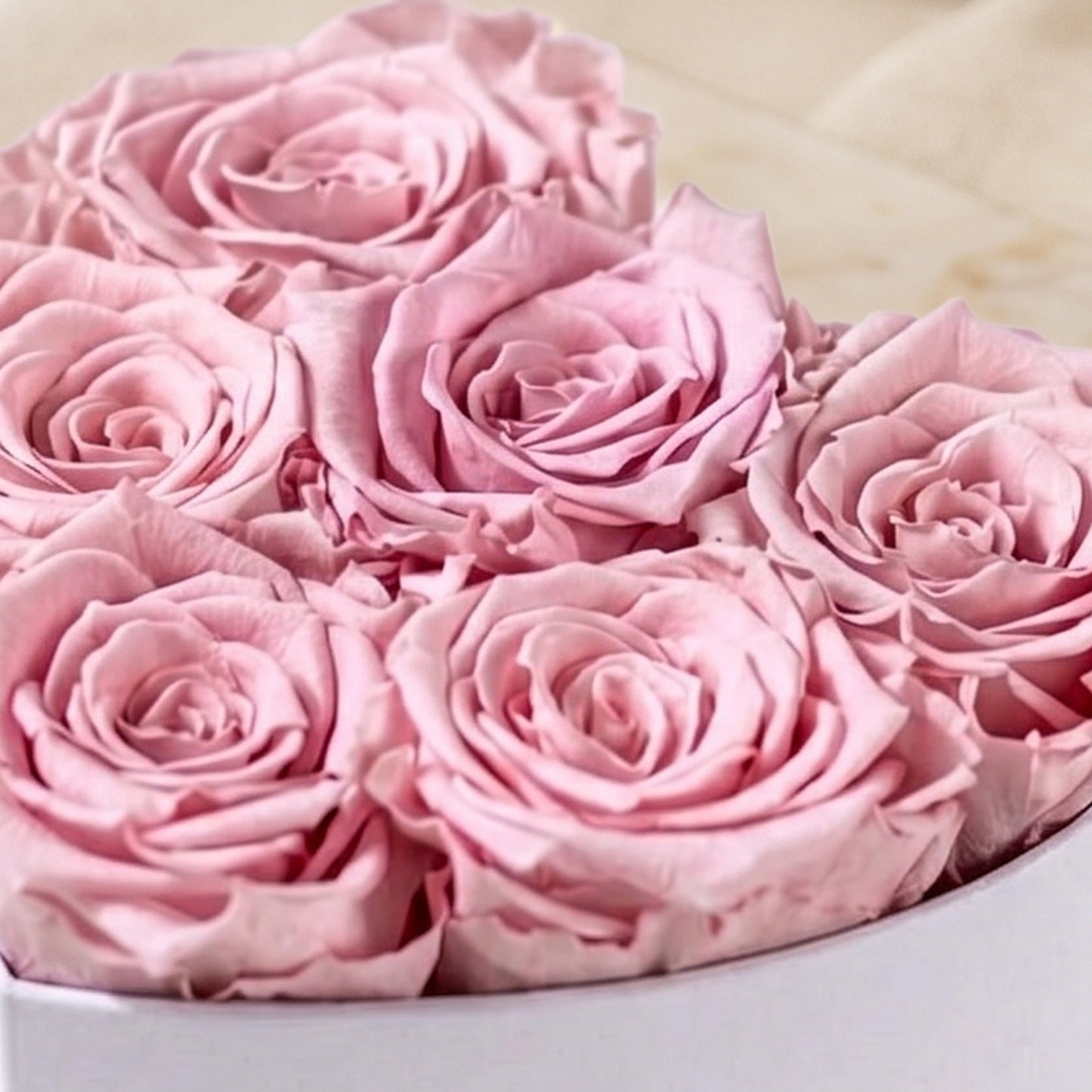 Baby Heart White Box | Light Pink Roses