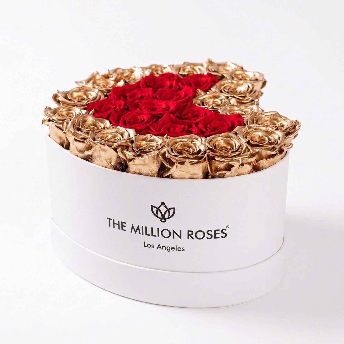 Heart White Box | 24K Gold & Red Roses