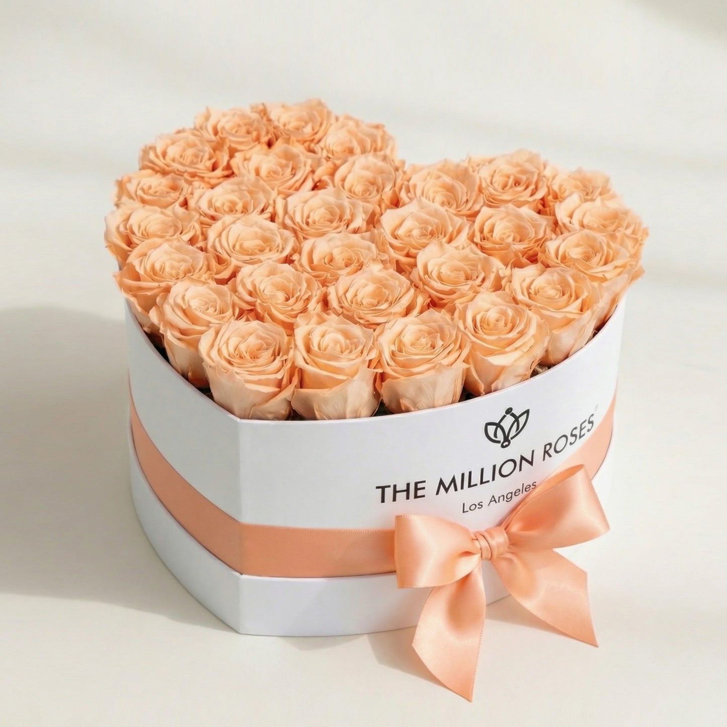 Heart White Box | Peach Roses