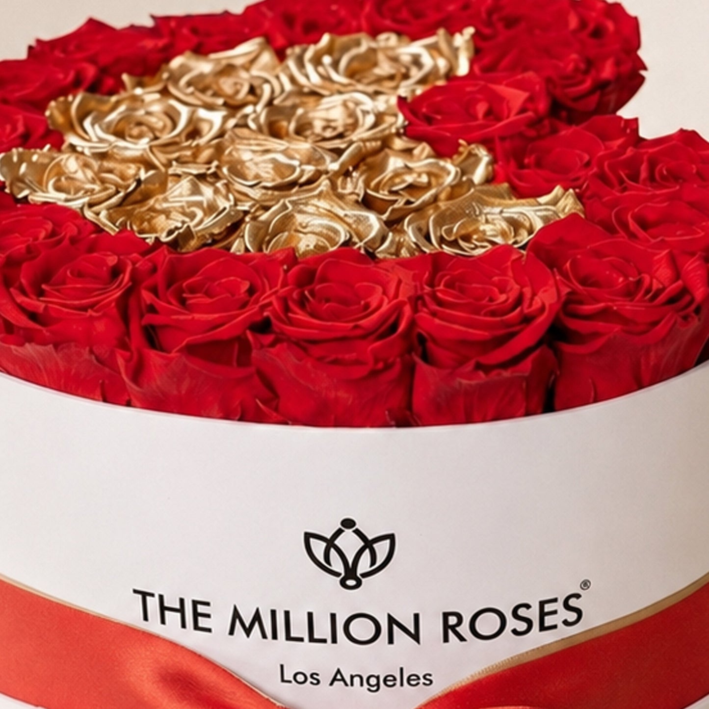 Heart White Box | Red & Gold Roses