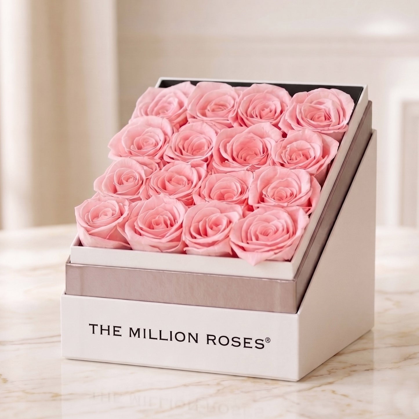 Square White Box | Light Pink Roses